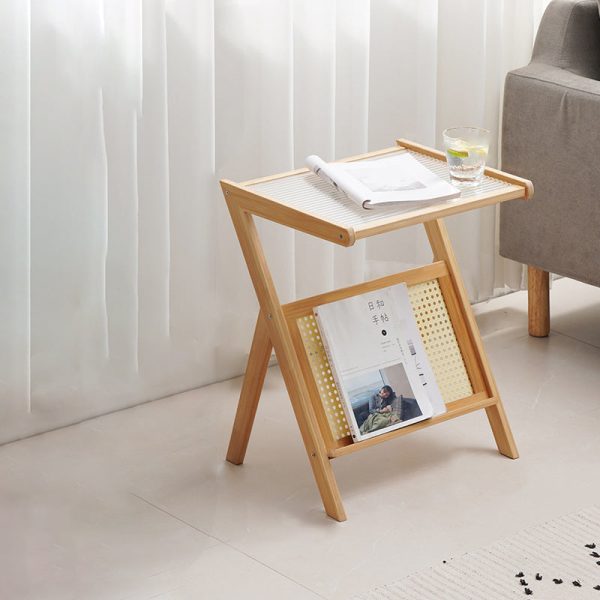 Contemporary Simplicity Z-shaped Glass Bamboo End Table For Living Room - Image 13