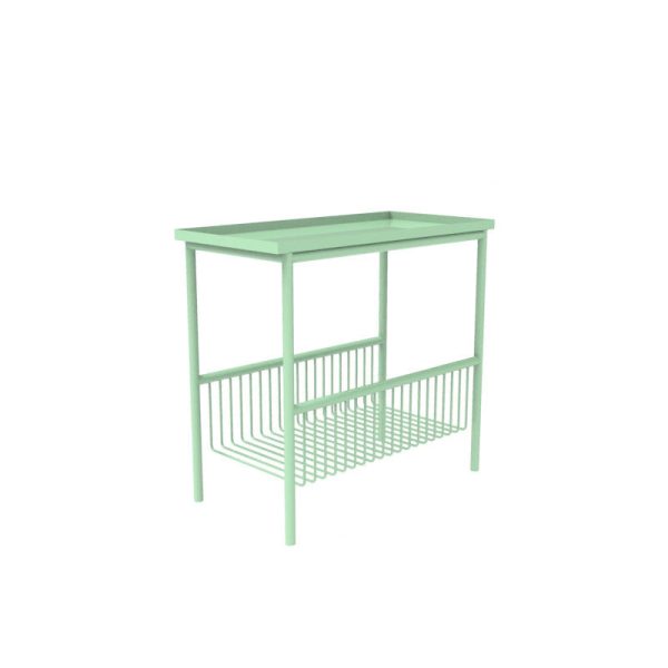 Contemporary Scandinavian Rectangle Iron Top End Table 2-Tier Storage Shelves For Living Room - Image 10