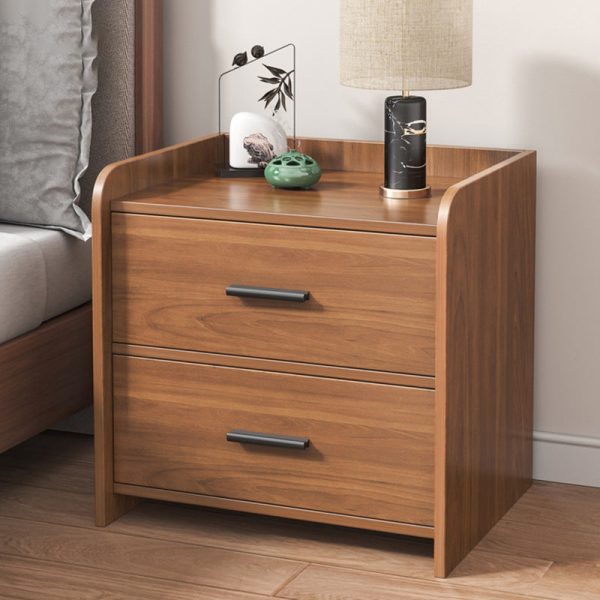 Traditional Chinese Rectangular Tabletop Density Board Nightstand 1/2-Drawer For Bedroom - Image 8
