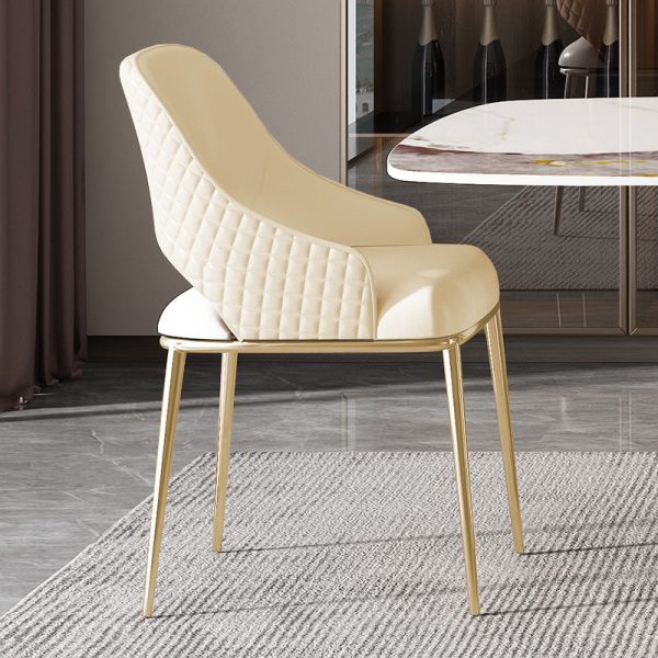 Contemporary Luxury Microfiber Leather Upholstered Carbon Steel Dining Chair Backrest For Dining Room - Image 9