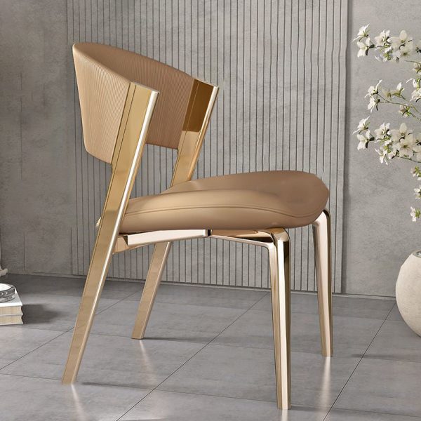 Modern Luxury Square Leather Stainless Steel Foam Dining Chair Four Legs Backrest For Dining Room - Image 14