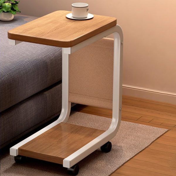 Modern Minimalist Square Tabletop Density Board Metal Side Table 1-Storage For Living Room - Image 14