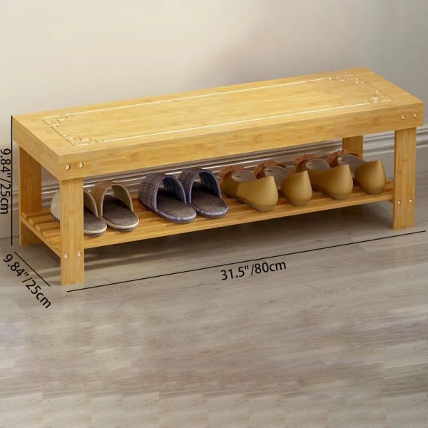Traditional Chinese Rectangle Heather Bamboo Shoe Storage 1-Shelf For Entryways - Image 11