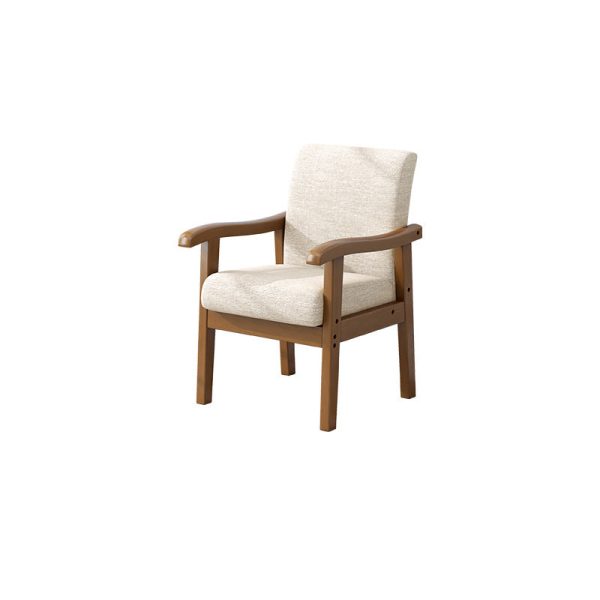 Modern Minimalist Square Upholstered Cotton Linen Fabric Solid Wood Chair For Living Room - Image 17