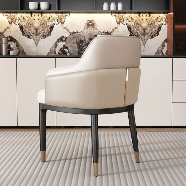 Modern Luxury Square Iron Metal Leather Sponge Dining Chair Armrest Backrest Four Legs For Dining Room - Image 14