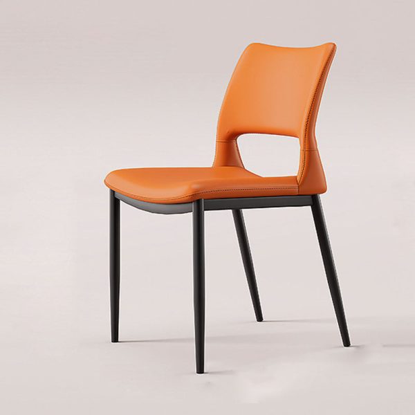 Contemporary Nordic Square Curved Upholstered Hollowed Out Leather Carbon Steel Dining Chair Backrest For Dining Room - Image 19