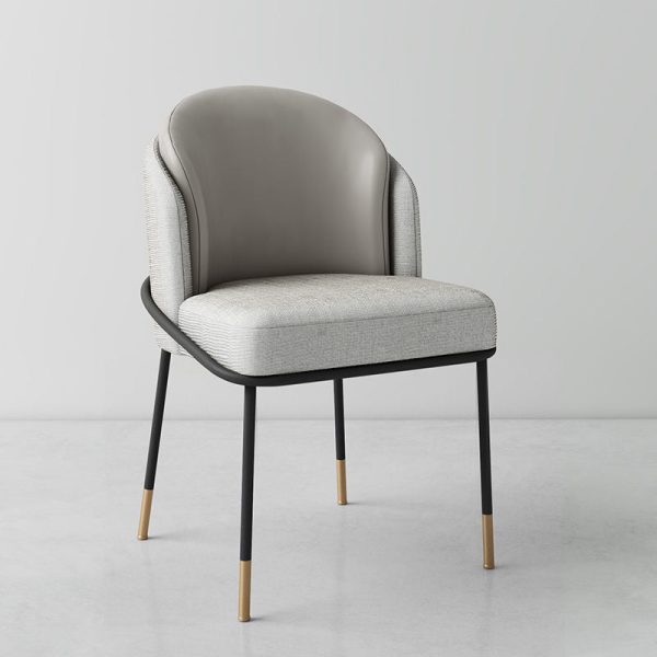 Modern Luxury Square Upholstered Curved Backrest Leather Fabric Iron Dining Chair For Dining Room - Image 14