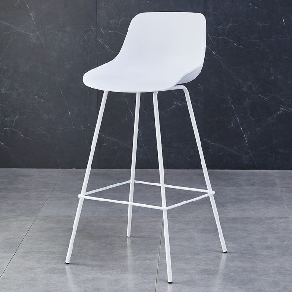Contemporary Simplicity Curved Plastic Solid Color Bar Stool Backrest Footrest For Dining Room - Image 4