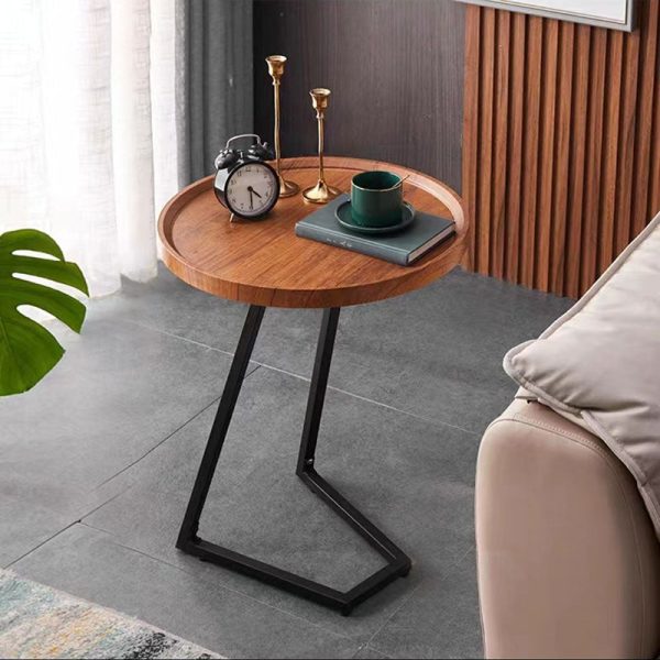 Modern Simplicity Round MDF Iron End Table Movable For Living Room - Image 15