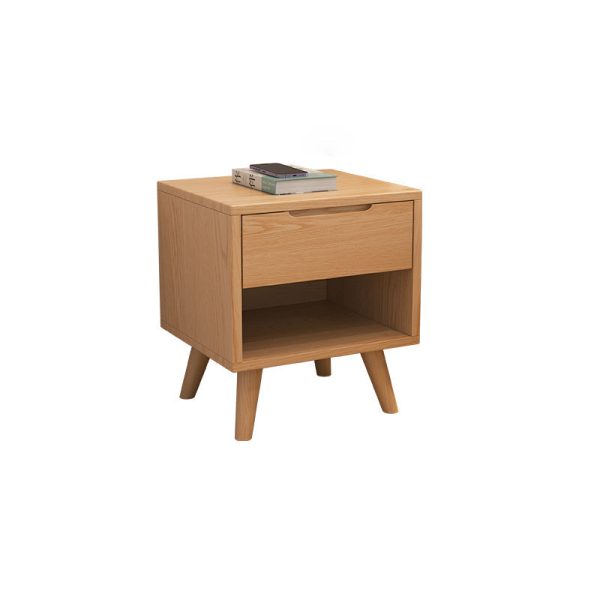 Modern Simplicity Square Cubic Rectangular Rubber Wood Nightstand 1/2 Drawer For Bedside - Image 31