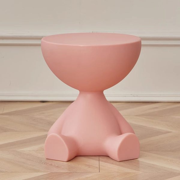 Contemporary Scandinavian Round PE Cartoon Bear Base End Table For Living Room - Image 4