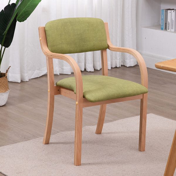 Modern Simplicity Fabric Wood Sponge Square Curved Dining Chair Backrest Armrest For Dining Room - Image 5