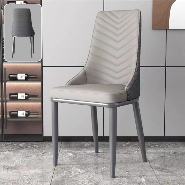 Modern Minimalist Square Four Legs Metal Leather Dining Chair Backrest Armless For Dining Room - Image 11