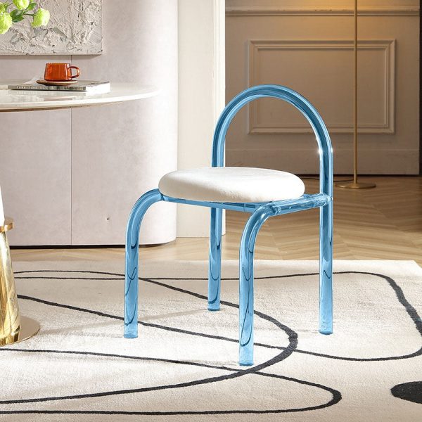 Contemporary Nordic Acrylic Velvet Sponge Round Arched Dining Chair Backrest For Dining Room - Image 5
