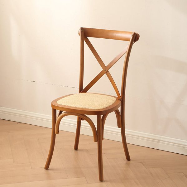 Traditional Rustic Weaving Rattan Wood Sponge Round Rectangular Dining Chair Backrest For Dining Room - Image 15