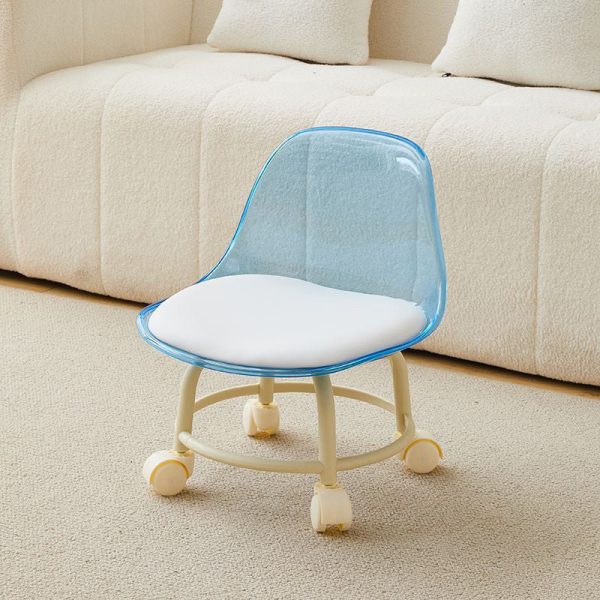 Contemporary Creative Round Acrylic Double-Pedestal Caster Swivel Footstool Backrest For Living Room - Image 9