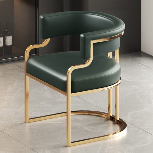 Traditional Luxury U-Shape Metal Leather Dining Chair Backrest Armrest for Dining Room - Image 11