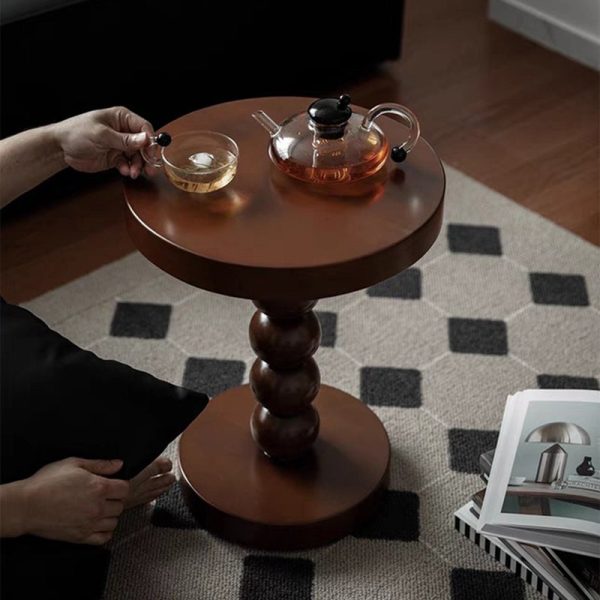 Traditional Vintage Round Beaded Wooden Coffee Table For Living Room - Image 13