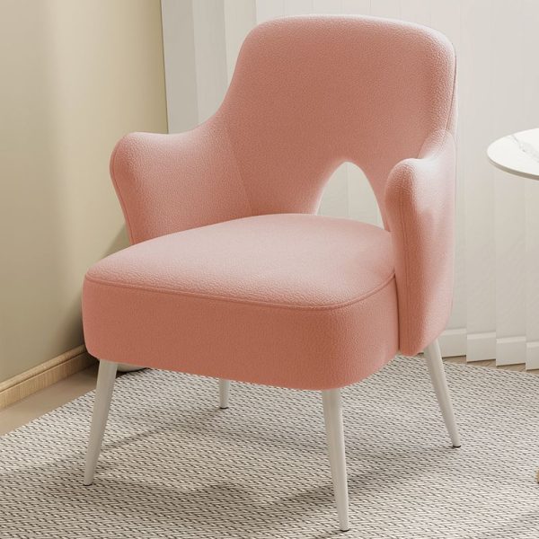 Modern Minimalist Curved Back Solid Wood Sponge Metal Accent Chair Backrest Armrest For Living Room - Image 13