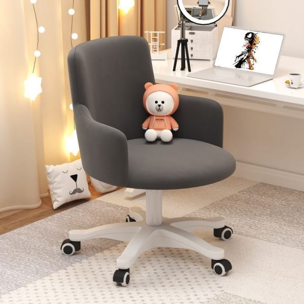 Modern Minimalist Fabric Velvet Carbon Steel Sponge Round Rotatable Desk Chair Backrest Armrest For Home Office - Image 12