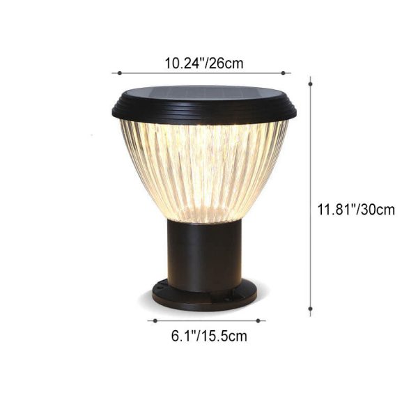 Modern Black Solar Die-Cast Aluminum Glass Outdoor Patio Waterproof Column Head Light - Image 12