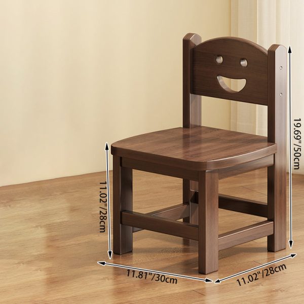 Traditional Vintage Square Smile Wood Curved Frame Dining Chair Backrest Armless For Dining Room - Image 6