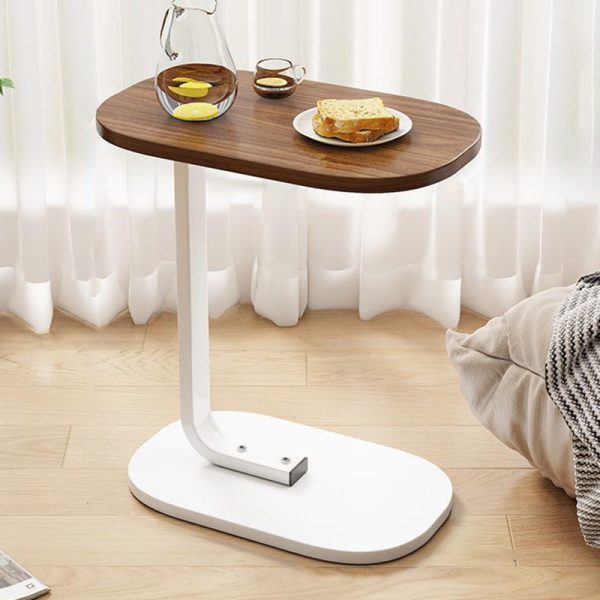Traditional Vintage Wood Grain Density Board Top C-Shaped Side Table For Living Room - Image 9