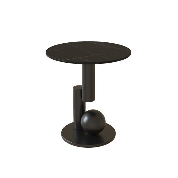 Contemporary Luxury Circular Rock Slabs Geometric Base End Table For Living Room - Image 17