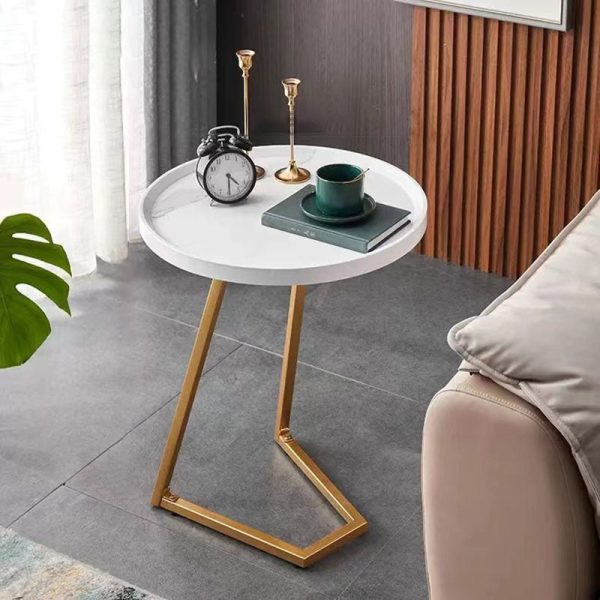 Modern Simplicity Round MDF Iron End Table Movable For Living Room - Image 17