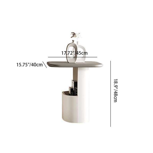 Modern Luxury Square Oval Rock Panel Stainless Steel End Table 1-Tier For Living Room - Image 4