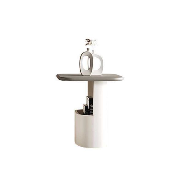 Modern Luxury Square Oval Rock Panel Stainless Steel End Table 1-Tier For Living Room - Image 10