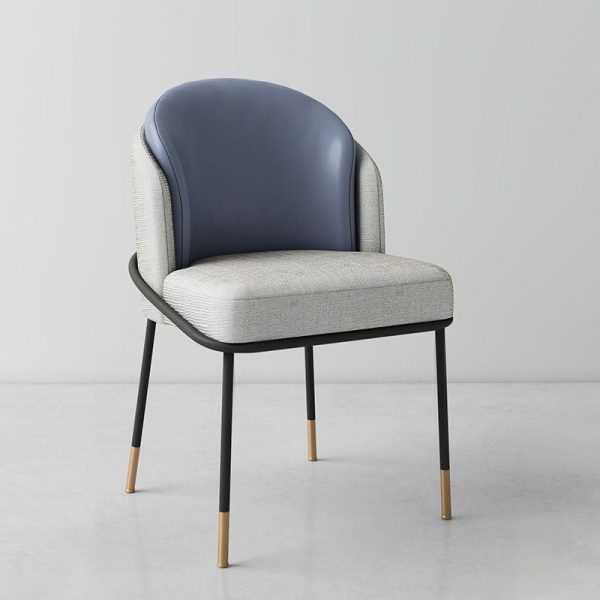 Modern Luxury Square Upholstered Curved Backrest Leather Fabric Iron Dining Chair For Dining Room - Image 15