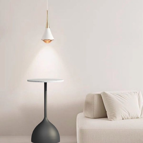 Modern Minimalist Round Iron Marble End Table For Living Room - Image 2
