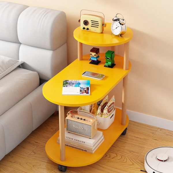 Modern Minimalist Removable Oval Round Plank Solid Wood End Table 3-Tier For Living Room - Image 2