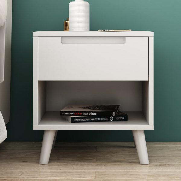 Contemporary Nordic Rectangular Solid Wood Nightstand 1/2 Drawer For Bedroom - Image 16