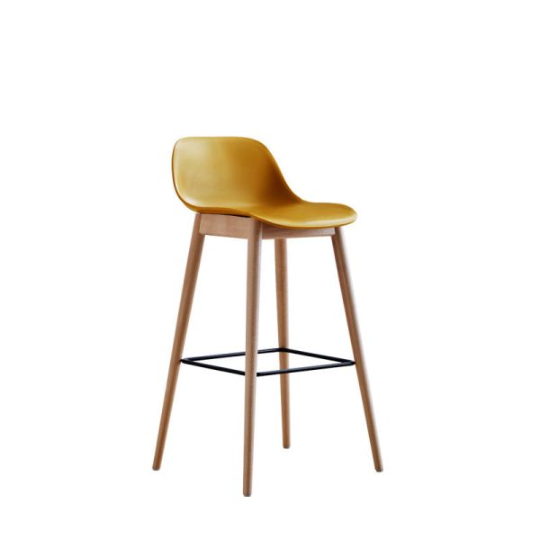 Contemporary Nordic Square Wood Metal PP Bar Stool Backrest Footrest For Dining Room - Image 19