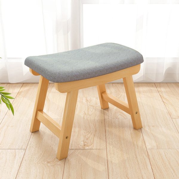 Contemporary Simplicity Rectangular Wood Fabric Vanity Stool Backless Armless For Bedroom - Image 2