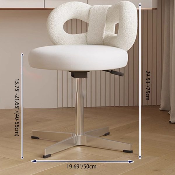 Modern Art Deco Butterfly Knot Round Leather Stainless Steel Vanity Stool Backrest Armless For Bedroom - Image 3