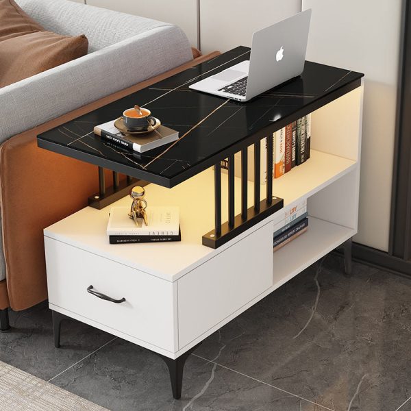 Contemporary Simplicity Rectangular Glass Top End Table 2-Tier Cabinet For Living Room - Image 15