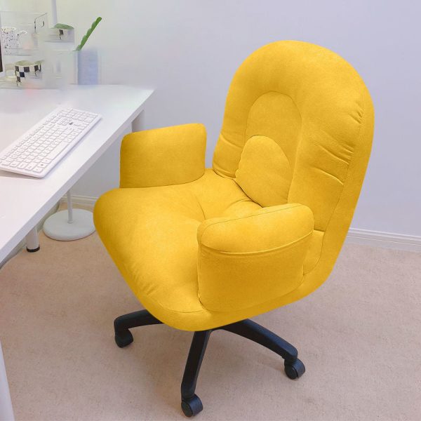 Contemporary Scandinavian Curved Square Cotton Linen Nylon Desk Chair Backrest Arm For Home Office - Image 13