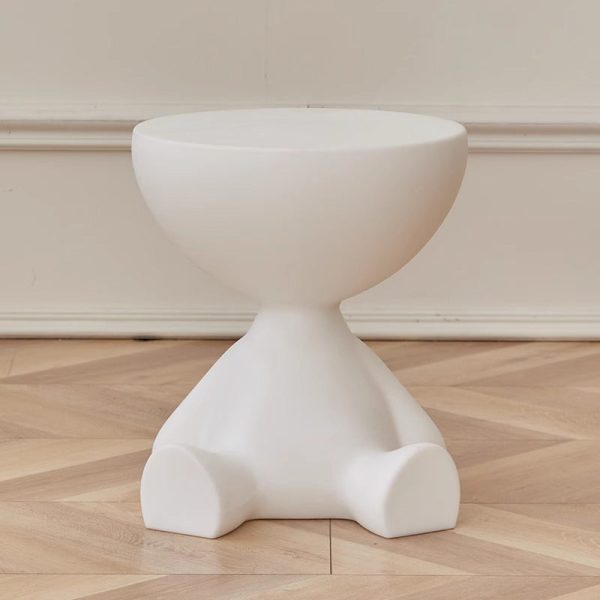 Contemporary Scandinavian Round PE Cartoon Bear Base End Table For Living Room - Image 9