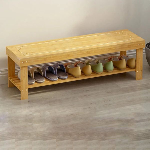 Traditional Chinese Rectangle Heather Bamboo Shoe Storage 1-Shelf For Entryways - Image 13
