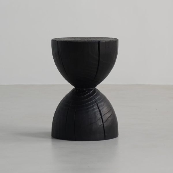 Traditional Japanese Wabi-sabi Wood Geometric Design End Table For Living Room - Image 8