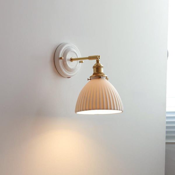 Vintage Japanese Ceramic Brass 1-Light Wall Sconce Lamp - Image 9