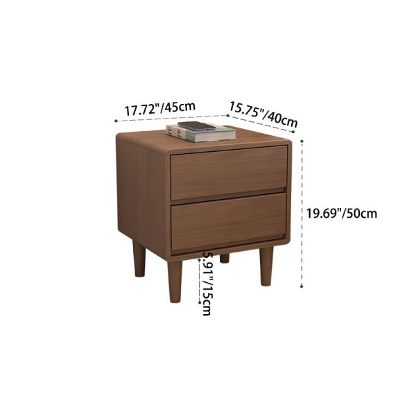 Modern Simplicity Square Cubic Rectangular Rubber Wood Nightstand 1/2 Drawer For Bedside - Image 6