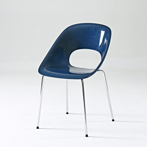 Contemporary Creative Square Hollow Out Backrest PP Metal Dining Chair For Dining Room - Image 18