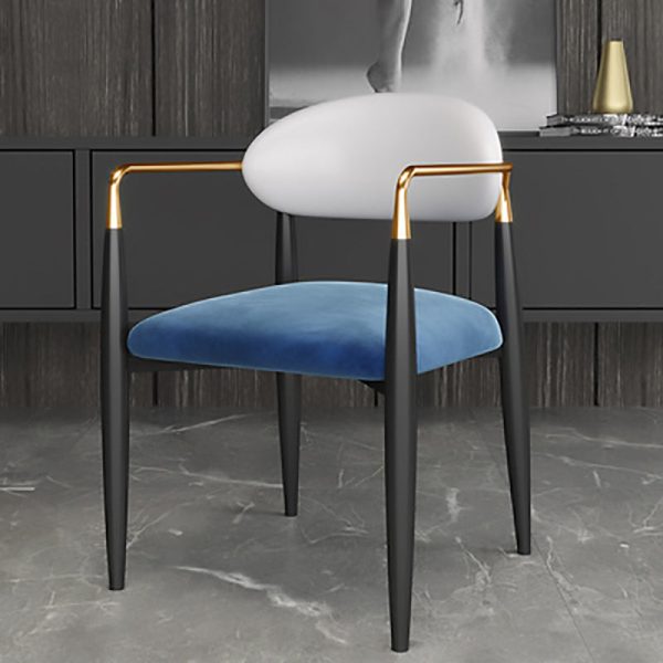 Contemporary Luxury Square Velvet Upholstered Dining Chair Backrest Armrest For Dining Room - Image 2