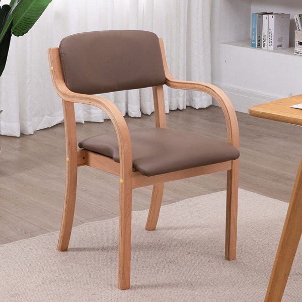 Modern Simplicity Fabric Wood Sponge Square Curved Dining Chair Backrest Armrest For Dining Room - Image 6
