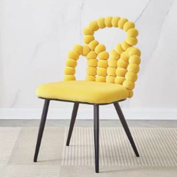 Contemporary Scandinavian Velvet Sponge Metal Heart Ball Round Vanity Stool Backrest For Bedroom - Image 5