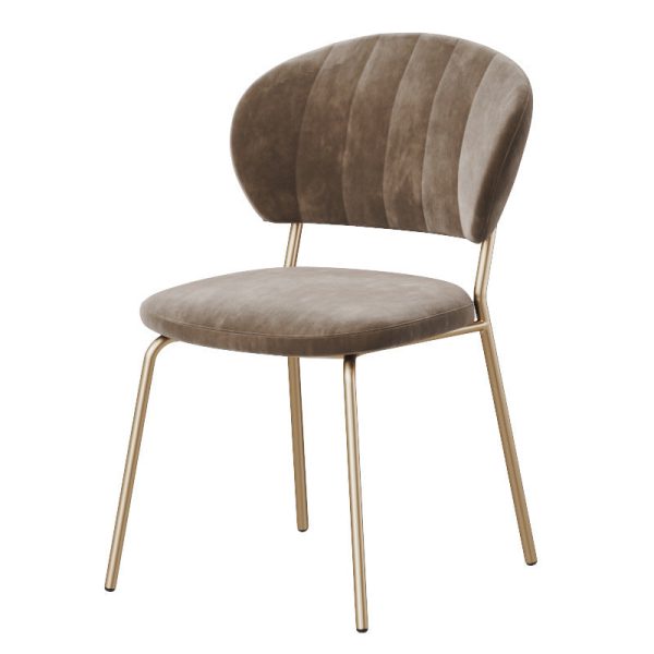Contemporary Nordic Round Cotton Linen Upholstered Dining Chair Backrest For Dining Room - Image 10